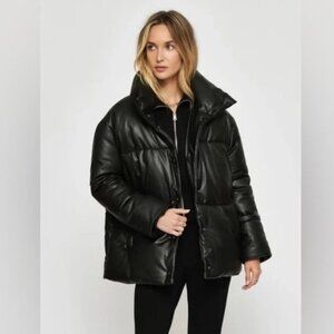 Dynamite Women's City Puffer Jacket Short Oversized Coat Relaxed fit Black
